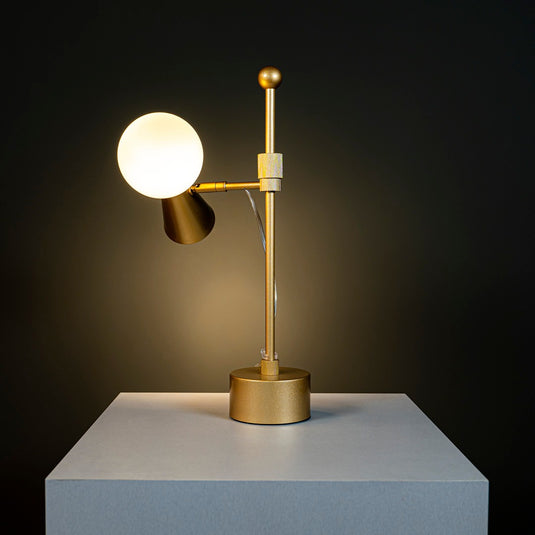 Abajur De Mesa Teas 1xMR16 1xG9 GU10 Com Globo Ø10cm Dourado Fosco Nordecor