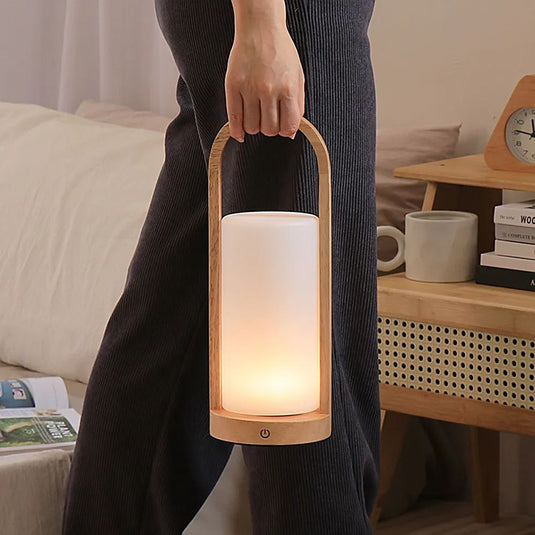 Abajur Touch LED ATS-001 5W Madeira Dim 2700K Quente USB-C Recarregável Nitrolux