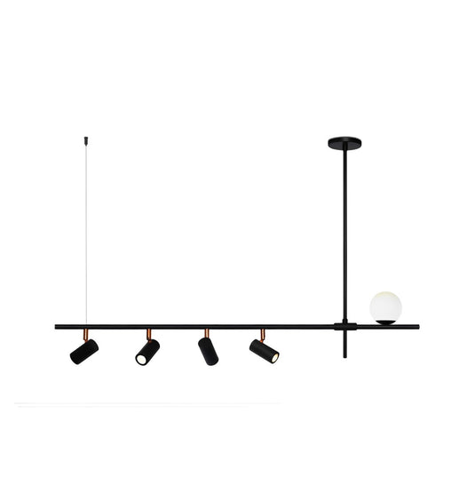 Pendente Grau 4xGU10 + 1xG9 Preto/Dourado Lixado Spotline