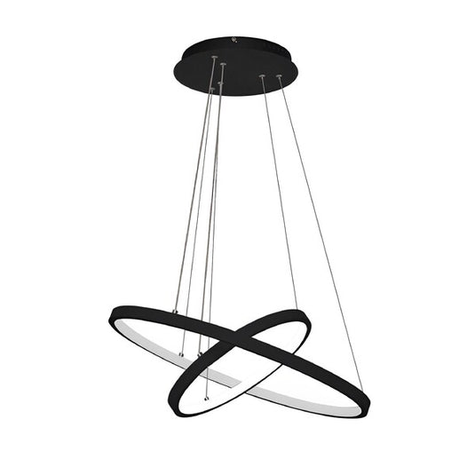 Pendente LED Ring 60W Preto 2 Arcos Ø40x60cm 3000K Quente Spotline