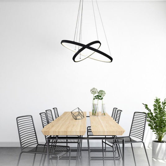Pendente LED Ring 60W Preto 2 Arcos Ø40x60cm 3000K Quente Spotline