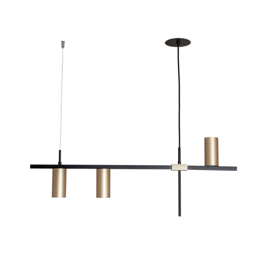 Pendente Sonda 3xGU10 MR16 Preto/Champagne Usina